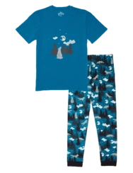 Veselé pánske pyžamo Vlk a mesiac