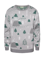 Veselý zimní svetr Šedý les