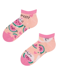 Veselé detské členkové ponožky Mačka s melónom