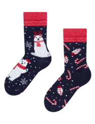 Весели топли детски чорапи Коледни бели мечки