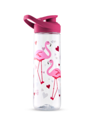 Весела бутилка за вода Фламинго и сърца 700 мл
