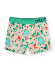 Vidám fiú bokszeralsó Dínó gördeszkával