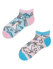 Lustige Knöchelsocken für Kinder Regenbogen-Einhorn
