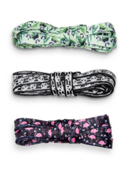 Комплект от 3 чифта весели връзки за обувки Панди и фламинги