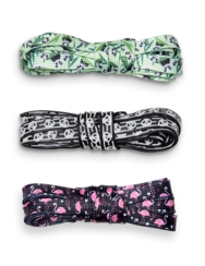 Trojbalenie veselých šnúrok do topánok Pandy a plameniaky