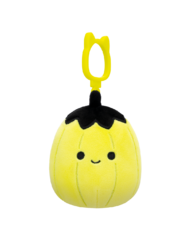 Squishmallows con clip-on Walt la zucca verde lime fluo con picciolo nero, 9 cm