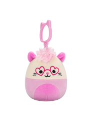 Squishmallows con clip-on Chambless l'opossum rosa, 9 cm