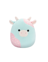 Squishmallows Yamaris la mucca azzurra e rosa con fiori, 20 cm