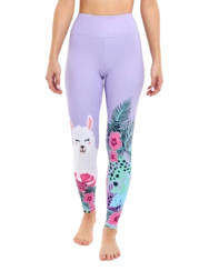 Veselé fitness legíny Lama a květiny