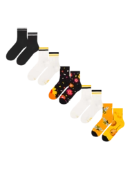 Sada 5 párů lýtkových ponožek - Včely a květiny