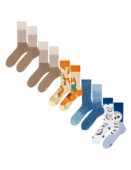 Sada 5 párů teplých ponožek – Sova a liška