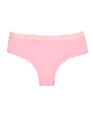 Korallrózsaszín női bugyi csipkével