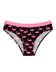 Živahne ženske hlačke iz modala Srčki in flamingi