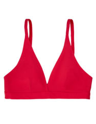 Безшевен сутиен с триъгълни чашки в цвят страстно червено