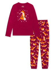 Veselé dámske pyžamo Líška a listy