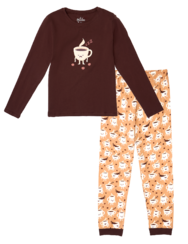 Vidám női pizsama Álmos kávé