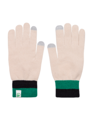 Guanti a maglia beige e verde