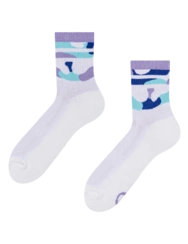 Veselé funkčné lýtkové ponožky Fialová kamufláž