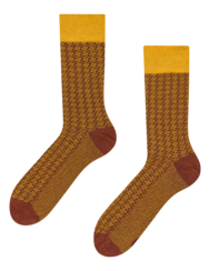 Calzini stampati bordeaux e giallo