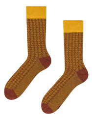 Bordové a žluté vzorované ponožky