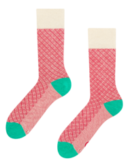 Фигурални чорапи в тюркоазено и червено