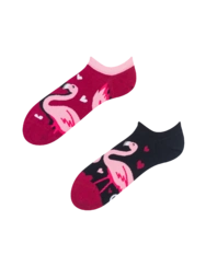 Veselé ponožky do tenisek Plameňáci a srdíčka