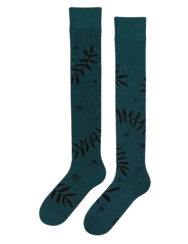 Весели чорапи над коляното Черни листа