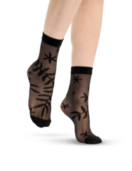 Veselé silonkové ponožky Čierne listy