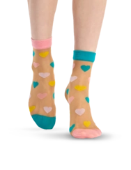 Veselé silonkové ponožky Pastelová srdíčka