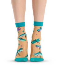 Veselé silonkové ponožky Tyrkysové vážky