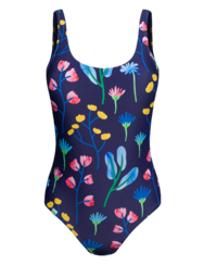 Veselé dámské jednodílné plavky Akvarelové květy