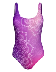 Veselé dámské jednodílné plavky Fialová mandala