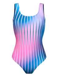 Veselé dámske celé plavky Fialové pásiky