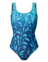 Maillot de bain une pièce rigolo Fleurs turquoises Maillot de bain une pièce rigolo Fleurs turquoises