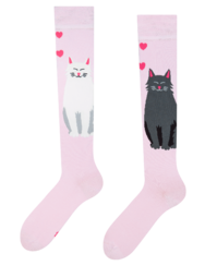 Весели чорапи до коляното Черно-бяла котка