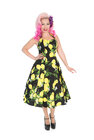 Čierne retro pin up šaty Citróny Čierne retro pin up šaty Citróny