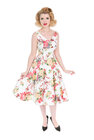 Biele retro pin up šaty Letné kvety Biele retro pin up šaty Letné kvety