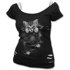 Damen T-Shirt 2in1 Katzenklauen Damen T-Shirt 2in1 Katzenklauen