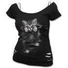 Ladies' T-shirt 2in1 Plus Size Cat's Claws Ladies' T-shirt 2in1 Plus Size Cat's Claws