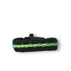 Bracelet en paracorde noir, jaune et bleu Track avec allume-feu, boussole et sifflet Bracelet en paracorde noir, jaune et bleu Track avec allume-feu, boussole et sifflet