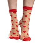 Chaussettes rigolotes en nylon Cœurs rouges Chaussettes rigolotes en nylon Cœurs rouges