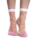 Chaussettes rigolotes en nylon Cœurs et Flamants roses Chaussettes rigolotes en nylon Cœurs et Flamants roses