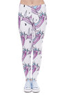 Damen Leggings elastisch Weiße Einhörner Damen Leggings elastisch Weiße Einhörner