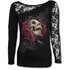 Női póló csipkével Koponya rózsák közt