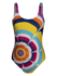 Maillot de bain une pièce rigolo pour femmes Éclaboussures de cercles Maillot de bain une pièce rigolo pour femmes Éclaboussures de cercles
