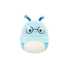 Peluche Squishmallows de 20 cm Cordelia bookworm bleue portant des lunettes décorées de fleurs