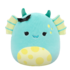 Плюшена играчка Squishmallows Синьозеленото блатно чудовище с петнисто коремче и фибичка с прилеп Добродушко, 20 см