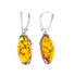 Strieborné visiace náušnice s jantárom Zlaté zrná
