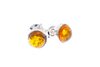Strieborné zapichovacie náušnice s jantárom Zlaté kvapky