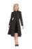 Fekete női aszimmetrikus kabát gombokkal